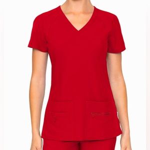Med Couture Activate V-neck Racerback Scrub Top Red